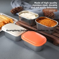 Mini-récipient à sauce en acier inoxydable 304 avec couvercle, pour salade de tomates, condiments, et sauces, boîte à trempette scellée