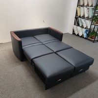 Doppels itz Schlafs ofa mit Aufbewahrung sbox Schwarzes Leder Klapp sofa kam für das Krankenhaus