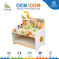 Juego de Herramientas de Madera Montessori, Banco de Trabajo para Niños, Regla, Tuercas, Tornillos, Martillo, Alicates, Juguete de Aprendizaje de Motricidad Fina y Juego de Roles