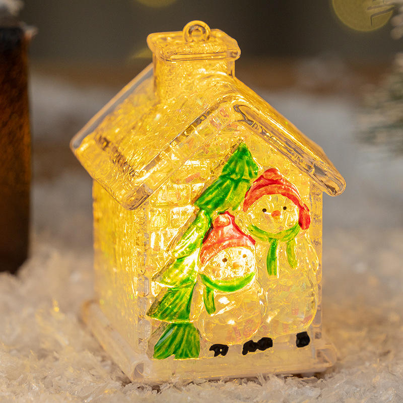 บ้านตุ๊กตาหิมะสองตัวสีเข้มโปร่งใส