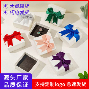 Jewelry Packaging Box Square With <b>Bow</b> Necklaces Rings Earrings Storage Simple Design Moisture Proof - Product Image 5