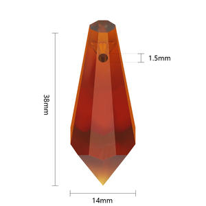 Perles de verre en forme de goutte d'eau conique à pointe longue avec trou horizontal 14X38MM, pour la fabrication de <span class=keywords><strong>bijoux</strong></span>, éclairage, glaçure de verre, bricolage pour mariage - Product Image 2