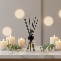 Bouteille diffuseur de parfum en verre texturé épaissi, imprimée, type ventre, avec couvercle, Type-C, haute, 5L, pour grossistes – Collection Deluxe Mignonne Crème Senses