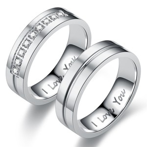 Anello di Coppia TI AMO in Acciaio Inox con Diamante, Gioiello di Moda dalla Personalità Spiccata per Uomo e Donna, per Matrimonio e Compleanno - Product Image 2