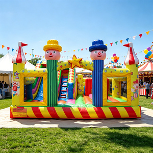 Château gonflable de cirque vibrant avec des tours de personnages joyeux et une décoration étoilée pour <span class=keywords><strong>les</strong></span> enfants, événements de fête en intérieur et en extérieur - Product Image 1