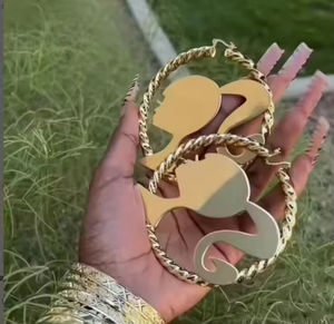 Dropshipping Stainless Steel Trendy Stud <b>Earrings</b> with 18K Gold Plating Cartoon Character <b>Piercing</b> & Personalized Name for Women - Product Image 4