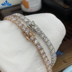 سلسلة تنس من الماس المختبري عالي الجودة CVD HPHT بدرجة نقاء VS1 VVS، قلادة تنس من الفضة عيار 925 أو الذهب الخالص عيار 9 أو 14 أو 18 قيراط - Product Image 4