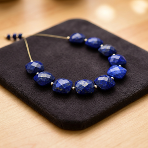 Pierres précieuses naturelles de lapis-lazuli bleu, taille coussin, facettées, en forme de briolette, pierres lâches certifiées par un tiers, vente en gros, Gopika Exports, pour bagues - Product Image 4