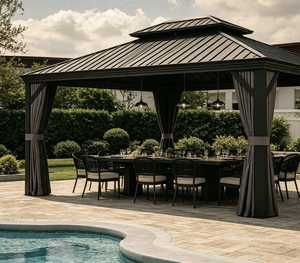 Gazebo Elettrico di Lusso Moderno in Alluminio con Tetto Rigido, Padiglione per Esterni per Tutte le Stagioni, Impermeabile, per Balcone, Patio e Giardino - Product Image 1