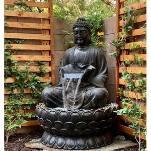 Décoration extérieure moderne métal Bronze fontaines d'eau grandeur nature cuivre Bronze laiton <span class=keywords><strong>Bouddha</strong></span> <span class=keywords><strong>fontaine</strong></span> de jardin - Product Image 1
