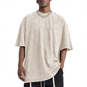 Camiseta Oversize de Algodón 100% de Peso Pesado con Lavado Ácido y Corte Holgado para Hombre, con Logotipo de Marca Personalizado Serigrafiado en la Espalda, Venta Directa de Fábrica - Product Image 1