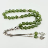 Bracelet de prière islamique, maillot de bain, jade 8 mm, 33 pièces, argent 925, Subha Misbaha, perles de pèlerinage musulmanes, Kerbai Tasbih, chapelet