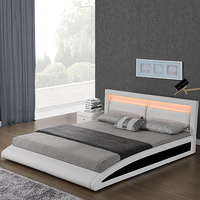 Willsoon Großhandel Europäisches Gebogenes Design Kunstleder Kingsize-Bett mit Smart-LED-Beleuchtung Maßgefertigtes Bett Modernes Queensize-Bettgestell