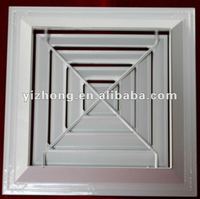 Avec collier amortisseur secteur anti condensation Aluminium carré 4 voies alimentation air plafond diffuseur pour HVAC