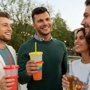 Gobelet magique écologique réutilisable en plastique de 16 oz, changeant de couleur selon <span class=keywords><strong>la</strong></span> température, avec <span class=keywords><strong>paille</strong></span> et couvercle - Product Image 3