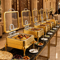 XINGPAI Hôtel cinq étoiles Réchaud à buffet royal en or martelé Réchaud à nourriture hydraulique pour la restauration