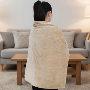 Wearable Electric Heating Shawl Coral Fleece Solid Color Quilted Design Temperature Control Heated Blanket for <b>Home</b> Use Winter - Product Image 1