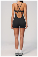 Combinaison de yoga une pièce pour femme, dos croisé, bretelles spaghetti, short, unitard, justaucorps de sport, tenue de sport