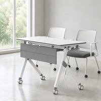 Ensemble de bureau mobile pliable en bois moderne, facile à ranger, avec roulettes pivotantes, table de formation et de conférence pour l'école