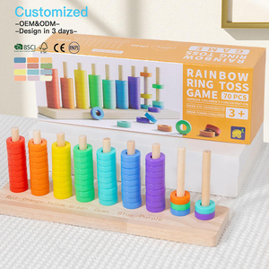 EDULAND Montessori Juego de Aros de Madera Arcoíris para Clasificar Colores, Juguetes Educativos de Conteo de Cuentas para el Aprendizaje de Matemáticas para Niños - Product Image 3