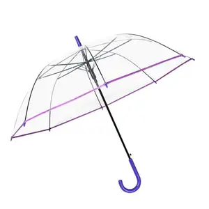 Benutzer definierte erwachsene Herren Signatur Vogelkäfig transparente klare Kuppel Blase Regenschirm mit Logo-Druck
