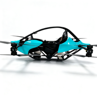 Nouveau modèle d'avion à aile rotative télécommandé monoplace bleu, à décollage vertical, alimenté par batterie, léger, en fibre de carbone