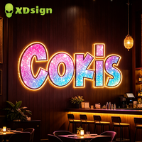 Enseigne Commerciale LED XDsign – Diamant Éblouissant Personnalisé, Enseigne Publicitaire 3D en Acier Inoxydable LED Irisé pour Voiture Bluetooth