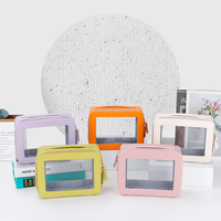 Étui à cosmétiques transparent en TPU approuvé par la TSA, personnalisé, pour femmes, organiseur de maquillage avec fermeture éclair pour les essentiels de voyage en cabine