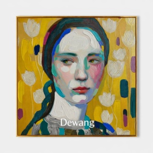 Tableau abstrait jaune vibrant peint à la main, style réaliste, décoration murale carrée pour entrée, décoration intérieure, œuvre d'art pour la maison - Product Image 6