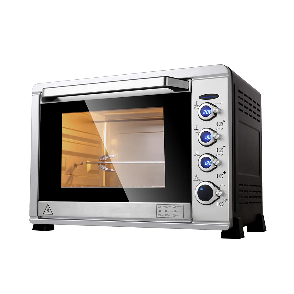 53L 120 Menit Digital Alat Dapur Portable Pemanggang Roti Oven Listrik dengan Rotisserie Hot Plate Rack