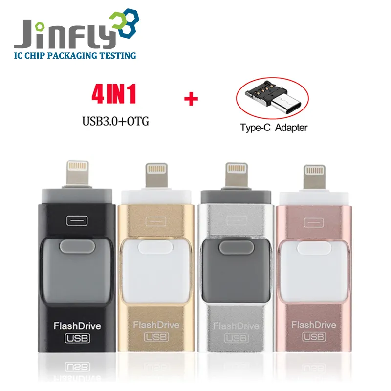 4 em 1 Tipo-c OTG USB Flash Drive 64GB 128GB 256GB para iphone