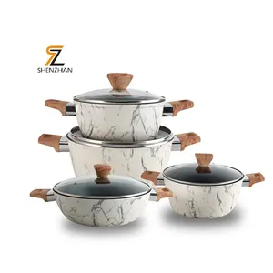 8Pcs Cooking Pots Cookware Set Eco Material Cookware Soup Pots With Granite Coating Surface