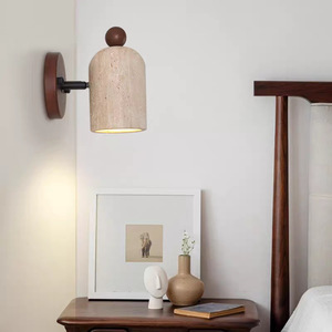 Huangdong Stone Wall Lamp Wabi Sabi Bedside <b>Light</b> Rotating <b>Retro</b> Bedroom Reading Fixture - Product Image 4