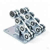 Kit de roulettes pour portail coulissant en acier au carbone robuste, design contemporain, 8 roues, usage industriel/entrepôt