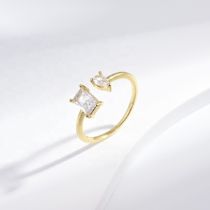 Anillo de plata de ley 925 con circonita en forma de flor, ajustable, chapado en oro, con piedra rosa y amarilla, para niñas, anillos delicados y finos, precio de fábrica. - Product Image 4