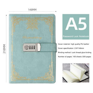 Hot Sale PU Leather A5 Digital Password <b>Lock</b> Notebook Foil Stamping <b>Diary</b> for College High School - Product Image 1