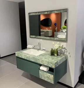 Otel tarzı banyo tasarımları kabine LED ayna ile sıcak satış banyo lavabo dolabı toptan