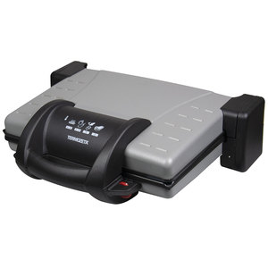 Griglia Elettrica Fiorentina Compatta con Piastra Antiaderente e Coperchio Trasparente per Cucina Interna ed Esterna - Product Image 1