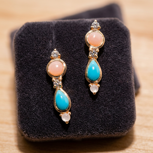 Boucles d'oreilles pendantes classiques en argent sterling 925 plaqué or 14 carats avec topaze, réglables, Bella - Product Image 3