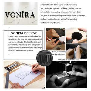 Juego de brochas de maquillaje Vonira Beauty Factory Custom Private Label, Kit de brochas de maquillaje sintéticas naturales de 11 piezas, virola de cobre plateado - Product Image 6