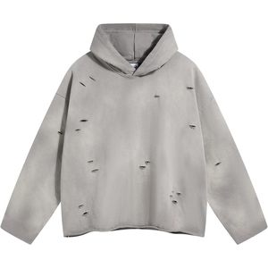 Sudadera con Capucha Rasgada para Mujer FOXA, Mezcla de Algodón, Tejido de Punto, Estilo Casual Urbano, con Agujeros Desgastados - Product Image 1