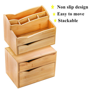 Bamboo Desktop Organizer With 3 <b>Drawers</b> For Office <b>Storage</b> And Stationery Organization - Product Image 4