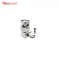 Connecteur coaxial RF mâle BNC plaqué argent 50 ohms à angle droit à sertir pour câble coaxial RG179/BT2001