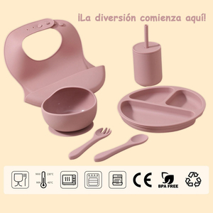 Juego de vajilla de silicona para niños de gran venta, cuenco de alimentación fácil de limpiar con taza de babero, compañero de comida para bebé - Product Image 5