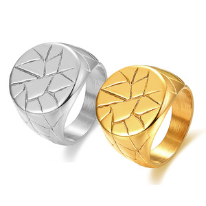 Bague large à motif géométrique 21MM en acier inoxydable, bijoux de mode unisexe, cadeau - Product Image 1
