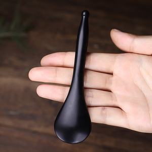 Chinois traditionnel Bian pierre Gua Sha cuillère noir Gua Sha outils de <span class=keywords><strong>Massage</strong></span> pour le cou et les yeux cuillère forme noir Bain pierre masseur - Product Image 4