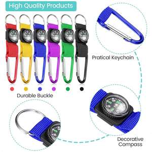 Wholesale <b>Custom</b> Short Carabiner Lanyard <b>Custom</b> Carabiner <b>Keychains</b> with Compass Outdoor Survival Compass Carabiner Lanyard - Product Image 5
