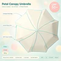 Parapluie Pétale Fleur Personnalisé avec Logo, Bicolore, Protection UV Gel, Parapluie de Soleil Pliant 3 Volets Compact Portable pour Filles, Vente en Gros