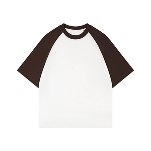300gsm Algodón Tee Raglan, Bloque de Color, Cuello Redondo, Estética Juvenil - Product Image 1