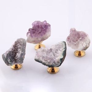 Unique <strong>Door</strong> Natural Quartz Cluster Stone Cabinet Drawer Brass Drawer Pulls Handles Crystal Handle <strong>Knobs</strong> Furniture <strong>Door</strong> Handle - Product Image 1